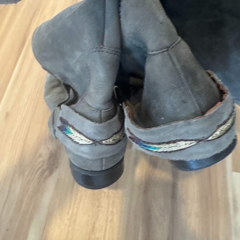 Lucky brand grey leather knee high boots